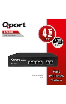 Qport Q-poe4m 4port 10/100 + 2 Port 10/100 Uplınk Poe Swıtch Qport Q-poe4m 4port 10/100 + 2 Port 10/100 Uplınk Poe Swıtch