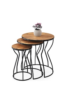 Lale 3'lü Yuvarlak Köşe Zigon Sehpa Mdf 001
