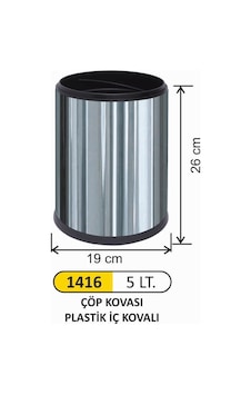 Ofis Tipi Çöp Kovası 5 Litre Paslanmaz(Kovalı) Çelik Ofis Tipi Çöp Kovası 5 Litre Paslanmaz(Kovalı) Çelik