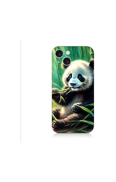 Apple Uyumlu iPhone 15 Plus Panda Yaprak Desenli Silikon Kılıf Silikon Apple Uyumlu iPhone 15 Plus Panda Yaprak Desenli Silikon Kılıf Silikon