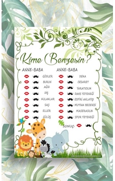 Babyshower Bebek Cinsiyet Partisi Kime Benzesin Oyun Kartı 8 Ad
