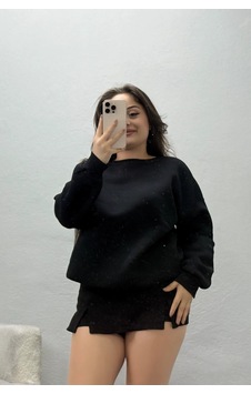 Belendir Kadın Bisiklet Yaka Üç İplik Sweat Siyah Belendir Kadın Bisiklet Yaka Üç İplik Sweat Siyah