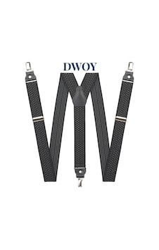Dwoy Siyah Hakiki Deri Bağlantılı Metal Klipsli Puantiyeli Pantolon Askısı-1108 Dwoy Siyah Hakiki Deri Bağlantılı Metal Klipsli Puantiyeli Pantolon Askısı-1108
