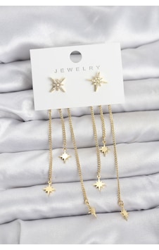 Kutup Yıldızı Model Gold Renk Pirinç Sallantılı Kadın Küpe altın Kutup Yıldızı Model Gold Renk Pirinç Sallantılı Kadın Küpe altın