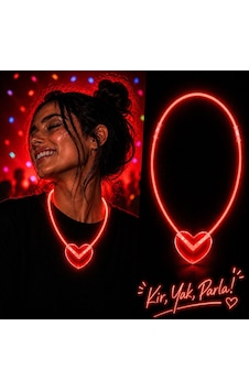 Neon Işıklı Fosforlu Kalp Parti Kolyesi Kırmızı Renk 2 Yaş Mavi Neon Işıklı Fosforlu Kalp Parti Kolyesi Kırmızı Renk 2 Yaş Mavi