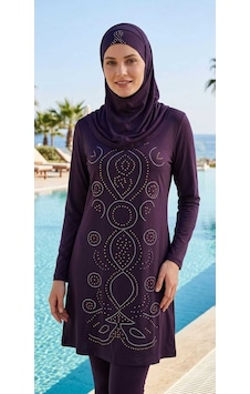 Lazella Uzun Kol Tam Kapalı Taşlı Tesettür Mayo Mor - 9049662785963 Koyu Mor Lazella Uzun Kol Tam Kapalı Taşlı Tesettür Mayo Mor - 9049662785963 Koyu Mor