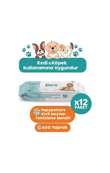 Pepy Kedi Ve Köpek Kullanımına Uygun Evcil Hayvan Temizleme Mendili 12 Paket 600 Adet Pepy Kedi Ve Köpek Kullanımına Uygun Evcil Hayvan Temizleme Mendili 12 Paket 600 Adet