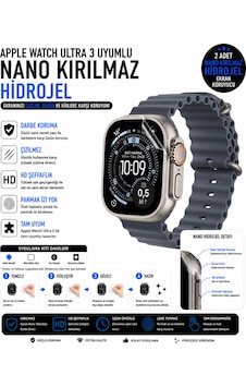 Apple Watch Ultra 3 Uyumlu 49mm Nano Jel Ekran Koruyucu 2 Adet Darbe Emici Çizilmez Kırılmaz Film Apple Watch Ultra 3 Uyumlu 49mm Nano Jel Ekran Koruyucu 2 Adet Darbe Emici Çizilmez Kırılmaz Film