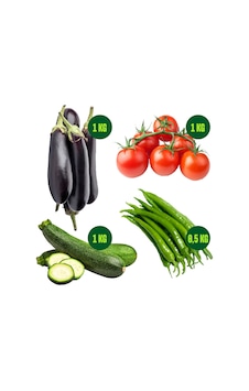 Doğalkasa Patlıcan + Salkım Domates + Kabak 3 x 1 KG + Tatlı Sivri Biber 500 G Doğalkasa Patlıcan + Salkım Domates + Kabak 3 x 1 KG + Tatlı Sivri Biber 500 G