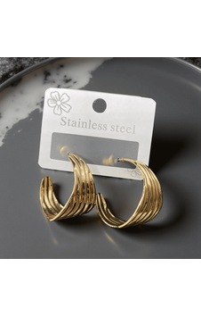 9016620420266 - Zarif Ve Modern Altın Renk 316l Çelik Dalgalı Halka Küpe - Şıklığıyla Her Ortama Uygun Gold 9016620420266 - Zarif Ve Modern Altın Renk 316l Çelik Dalgalı Halka Küpe - Şıklığıyla Her Ortama Uygun Gold