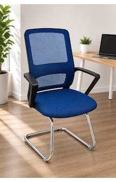 Ofis Fileli Misafir Koltuğu Bekleme Sandalyesi Mavi Ofis Fileli Misafir Koltuğu Bekleme Sandalyesi Mavi