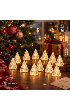 Dekoratif Yılbaşı Çam Ağacı Şekilli Led Lamba 12'li Paket Hmngoxxtptprp Diğer