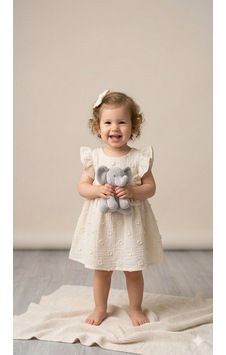 Cocosiss Kız Bebek Bandanalı Pamuk Elbise Ccs-2656 Bej Cocosiss Kız Bebek Bandanalı Pamuk Elbise Ccs-2656 Bej