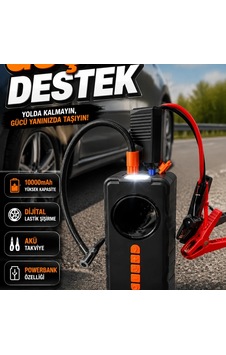 10000mah Powerbank Özellikli Dijital Araç Kompresörü 250 Psı Lastik Şişirme Ve 1000a Akü Takviye Cih 10000mah Powerbank Özellikli Dijital Araç Kompresörü 250 Psı Lastik Şişirme Ve 1000a Akü Takviye Cih