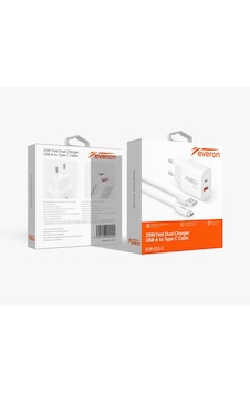 Everon EVR-023-C 25W Pd-usb Şarj Başlığı Ve Type C Kablo Everon EVR-023-C 25W Pd-usb Şarj Başlığı Ve Type C Kablo