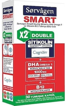Sorvagen Smart Double Sitikolin Dha Omega 3 Ve B12 30 Kapsül Sorvagen Smart Double Sitikolin Dha Omega 3 Ve B12 30 Kapsül