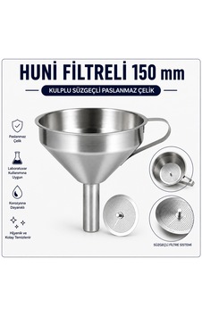 Huni Filtreli 150 Mm - Kulplu Süzgeçli Paslanmaz Çelik Huni Filtreli 150 Mm - Kulplu Süzgeçli Paslanmaz Çelik