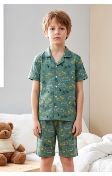 Aydoğan Desenli Erkek Çocuk Süprem Pamuklu Pijama Takımı 260357 Yeşil