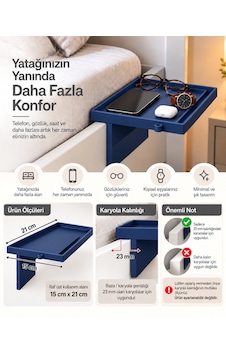 Yatak Yanı Pratik Raf Lacivert Yatak Yanı Pratik Raf Lacivert