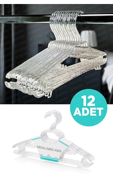 Kristal Elbise Askısı Büyük Boy Şeffaf 12 Adet Kristal Elbise Askısı Büyük Boy Şeffaf 12 Adet