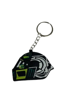 Mini Silikon Kask Anahtarlık - Siyah-yeşil Çok Renkli