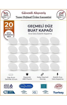 Trendhomm Buat Kapağı - Düz - Beyaz - 20 Adet Trendhomm Buat Kapağı - Düz - Beyaz - 20 Adet