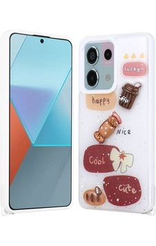 Xiaomi Redmi Note 13 Pro 5g Kılıf Parlayan Simli Kabartma Figürlü Zore Cevze Kapak Beyaz Xiaomi Redmi Note 13 Pro 5g Kılıf Parlayan Simli Kabartma Figürlü Zore Cevze Kapak Beyaz
