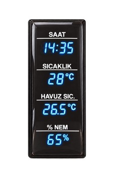Sanec Nemli Ortam Dijital Saat, Saat, Sıcaklık Ve Nem - Mavi, Beyaz Ve Kırmızı Işık Kasa Ölçüsü: 30x60cm