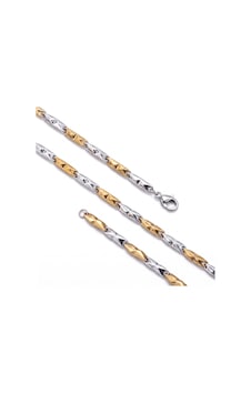 Moncuk Design Çizgili Kibrit Erkek Çelik Kolye 3mm 55cm Üç Renkli 3351eck055 Sarı Moncuk Design Çizgili Kibrit Erkek Çelik Kolye 3mm 55cm Üç Renkli 3351eck055 Sarı