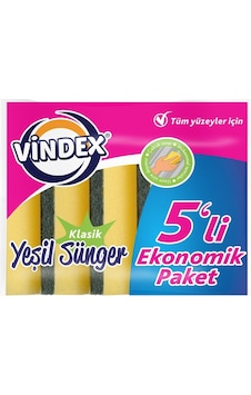 Vindex Klasik Yeşil Düz Bulaşık Süngeri 5 Adet Vindex Klasik Yeşil Düz Bulaşık Süngeri 5 Adet