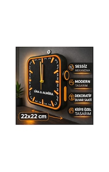 Kişiye Özel 3d Baskı Modern Duvar Saati 22x22 Cm Sessiz Mekanizma Dekoratif İsimli Saat Turuncu Kişiye Özel 3d Baskı Modern Duvar Saati 22x22 Cm Sessiz Mekanizma Dekoratif İsimli Saat Turuncu