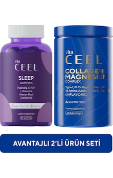 Vita Ceel Sleep 60 Gummies + Collagen Tip 1 3 İçeren Magnezyum Complex 30 Servis Vita Ceel Sleep 60 Gummies + Collagen Tip 1 3 İçeren Magnezyum Complex 30 Servis