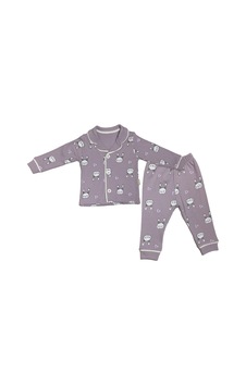 Babysena Tavşan Baskılı Kız Bebek Pijama Takımı Lila