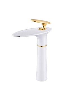 Rıva Uzun Lavabo Bataryası Mat Beyaz-altın Beyaz - Altın
