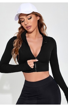 Fantezia Night Kadın Bordo Uzun Kol Fermuarlı Parmak Geçme Detaylı Dik Yaka Crop Top Bluz siyah Fantezia Night Kadın Bordo Uzun Kol Fermuarlı Parmak Geçme Detaylı Dik Yaka Crop Top Bluz siyah