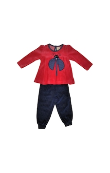 Deco Kids Wear Kız Bebek Alt Üst Takım Kırmızı Uğur Böcekli Kırmızı