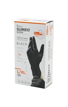 Kalite Reflex Slimfit Glove L Siyah Pudrasız Muayene Eldiven 100lü