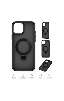 İphone 11 Pro Max Uyumlu Siyah Magsafe Destekli Standlı Kılıf Color1036 İphone 11 Pro Max Uyumlu Siyah Magsafe Destekli Standlı Kılıf Color1036