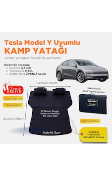 Tesla Model Y Uyumlu Araç Kamp Yatağı Siyah Tesla Model Y Uyumlu Araç Kamp Yatağı Siyah