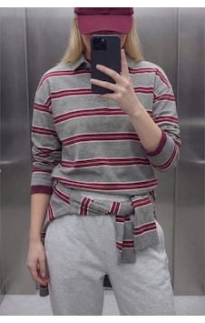 Defacto Loose Fıt Çizgili Sweatshirt G9469ax26spgr256 Gri-gr256 Defacto Loose Fıt Çizgili Sweatshirt G9469ax26spgr256 Gri-gr256