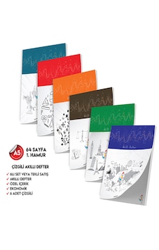 Çizgili Not Defteri 64 Sayfa Akıllı Defter Seti 6lı A5 Tam Beyaz Koyu Mavi, Kırmızı, Turuncu, Kahverengi, Mavi, Yeşil Çizgili Not Defteri 64 Sayfa Akıllı Defter Seti 6lı A5 Tam Beyaz Koyu Mavi, Kırmızı, Turuncu, Kahverengi, Mavi, Yeşil