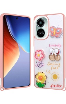 Tecno Camon 19 İle Uyumlu Kılıf Parlayan Sıvılı Simli Kabartma Figürlü Kapak