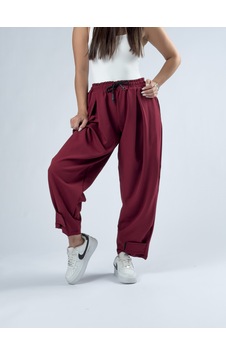 Cocopelli Paça Cırt Detaylı Bordo Kadın Baggy Pantolon Coc3338
