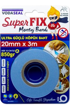 Süper Fix Çift Taraflı Montaj Bandı 20 Mm 3 Metre Süper Fix Çift Taraflı Montaj Bandı 20 Mm 3 Metre