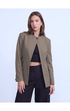 Dilvin 60827 Kontrast Yaka Blazer Ceket-yeşil Dilvin 60827 Kontrast Yaka Blazer Ceket-yeşil