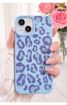 Fibaks iPhone 13/14/15 Uyumlu Kılıf Mavi Leopar Şık Tasarımlı Premium İnce Soft Silikon Fibaks iPhone 13/14/15 Uyumlu Kılıf Mavi Leopar Şık Tasarımlı Premium İnce Soft Silikon