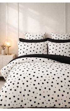 More Home Tek Kişilik Nevresim Takımı Lastikli Çarşaflı Kalp Desenli Siyah Beyaz More Home Tek Kişilik Nevresim Takımı Lastikli Çarşaflı Kalp Desenli Siyah Beyaz