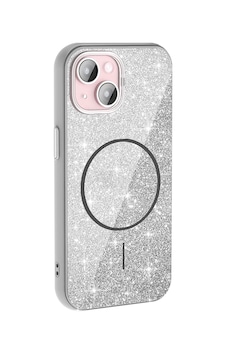 Apple Uyumlu iPhone 15 Plus Kılıf M-safe Şarj Özellikli Parlayan Simli Zore Okso Kapak 1