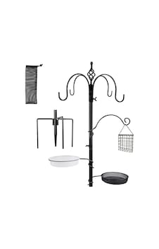 Premium Kuş Besleme İstasyonu Kiti, 195,56 Cm X 48,26 Cm Kuş Yemi Direği, Vahşi Kuşlar İzleme, Kuş Yemliği Ve Saksı Askısı İçin Metal Suet Ve Kuş Banyosu İle Lüks Çoklu Besleyici Asma Kiti