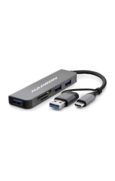 Büro Ev Ofis Cihazları İçin Gri 5port Usb3 Typec Kart Okuyucu Hub Büro Ev Ofis Cihazları İçin Gri 5port Usb3 Typec Kart Okuyucu Hub